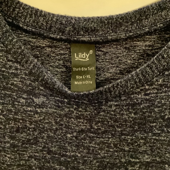 Lildy Women's Shark Bite Tunic shirt Black Gray heather soft stretchy comfy L XL - Picture 4 of 7